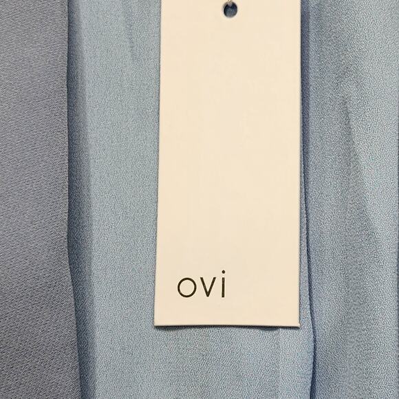 Ovi Blazer Womens L Blue Open Front Shawl Collar Lined Lightweight Preppy Office - Picture 6 of 15